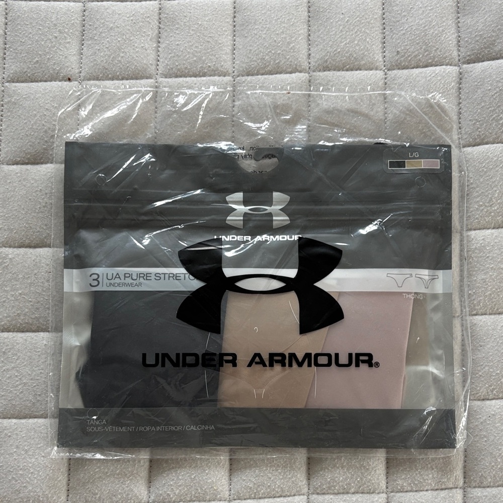 Under Armour Pure Stretch Thong Trio - Black, Cream, Pink